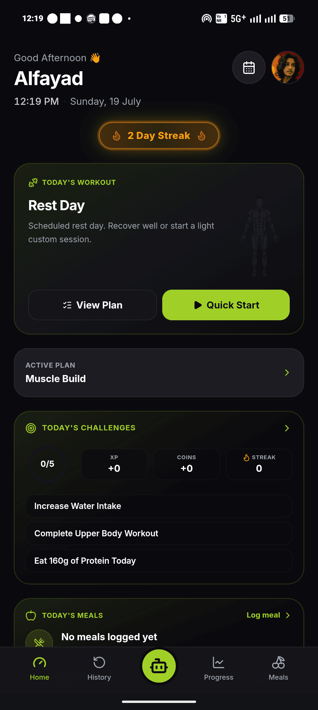 Home dashboard